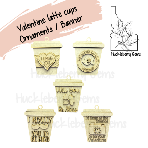 Valentine latte cups Ornaments / Banners