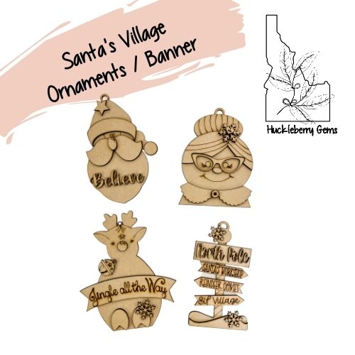 Santa Village Ornaments / Banners