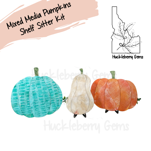 Mixed Media Pumpkins Shelf Sitter