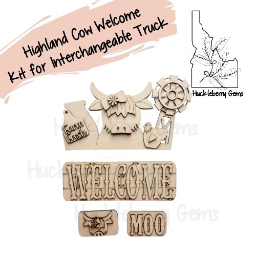 Highland Cow Welcome Interchangeable Truck Stand