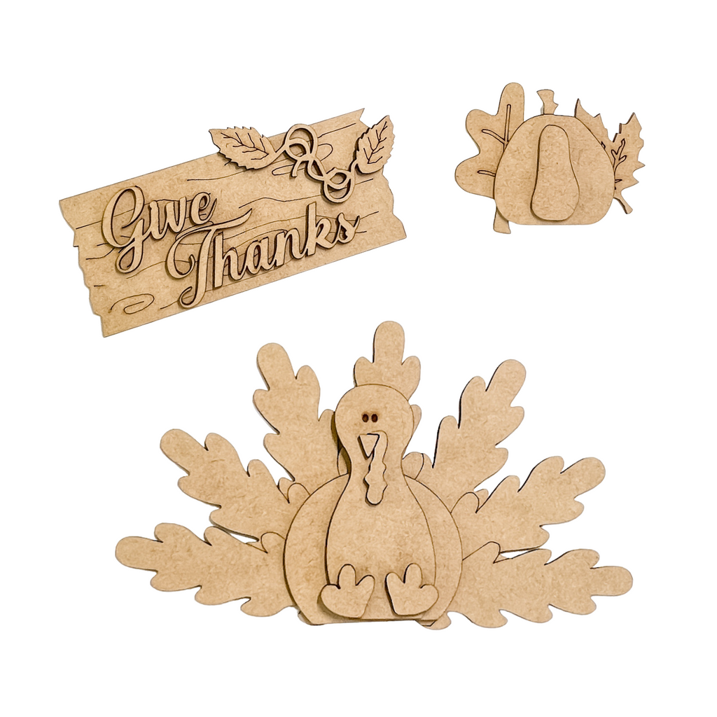 Interchangeable Thanksgiving Turkey Fall Leaning Fence Kit