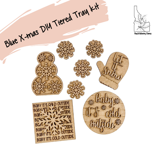 Blue Christmas Tiered Tray Kit