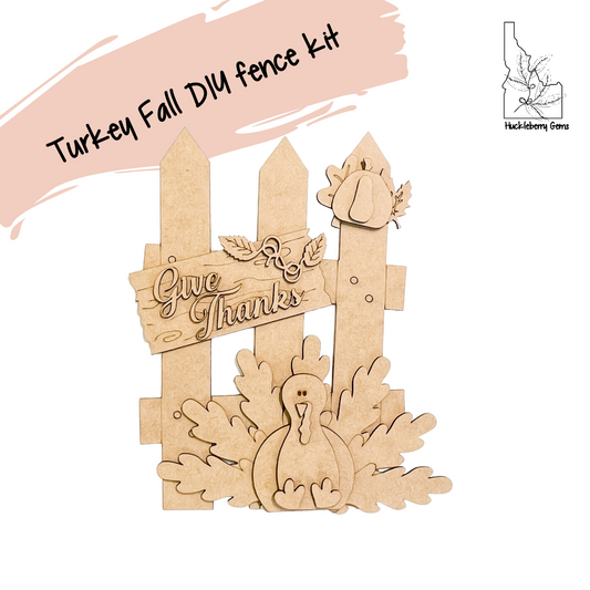 Interchangeable Thanksgiving Turkey Fall Leaning Fence Kit